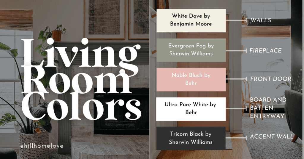 All the paint color names of our living room over the years.