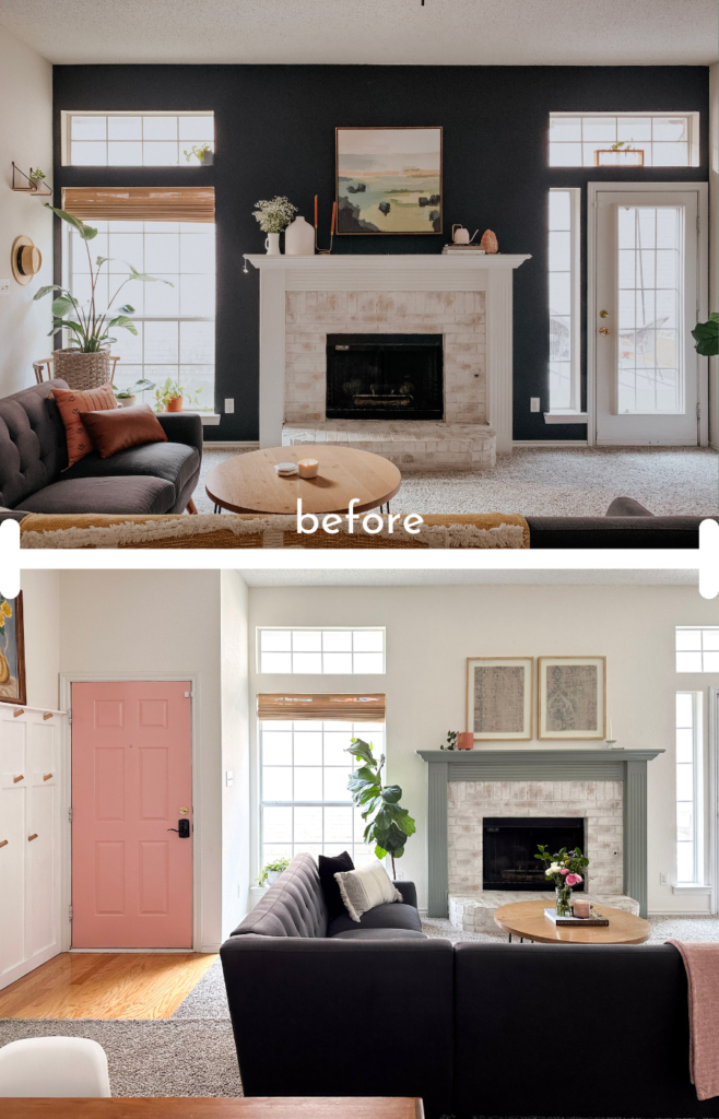 before and after living room texas home tour