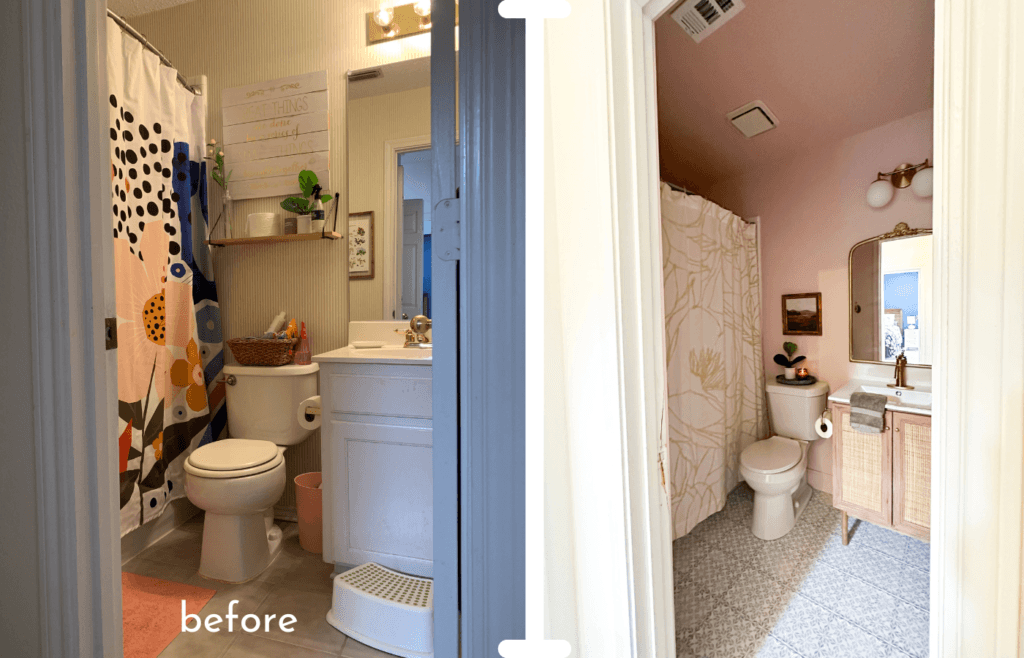 before and after hall pink bathroom texas home tour