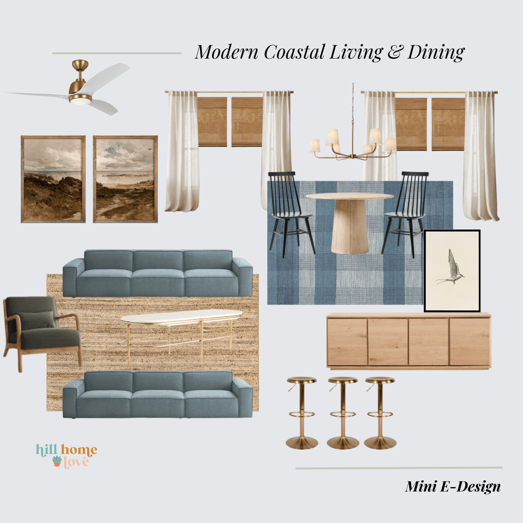 Modern Coastal Home Design Idea - For A Living Room & Dining Room