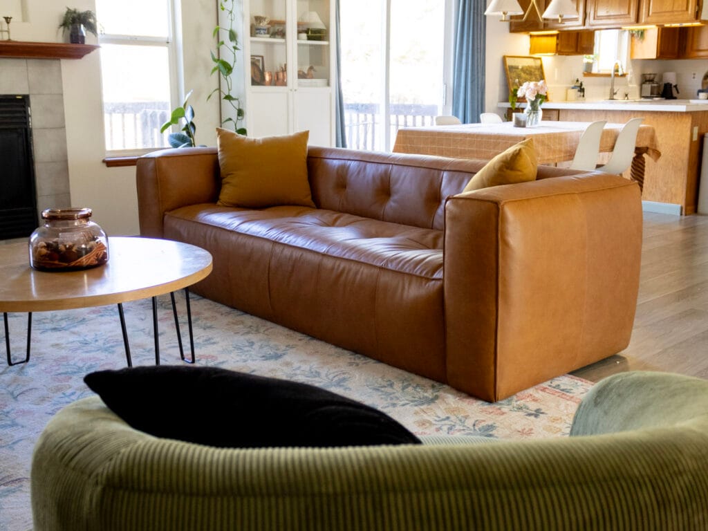 Long, rectangle leather couch